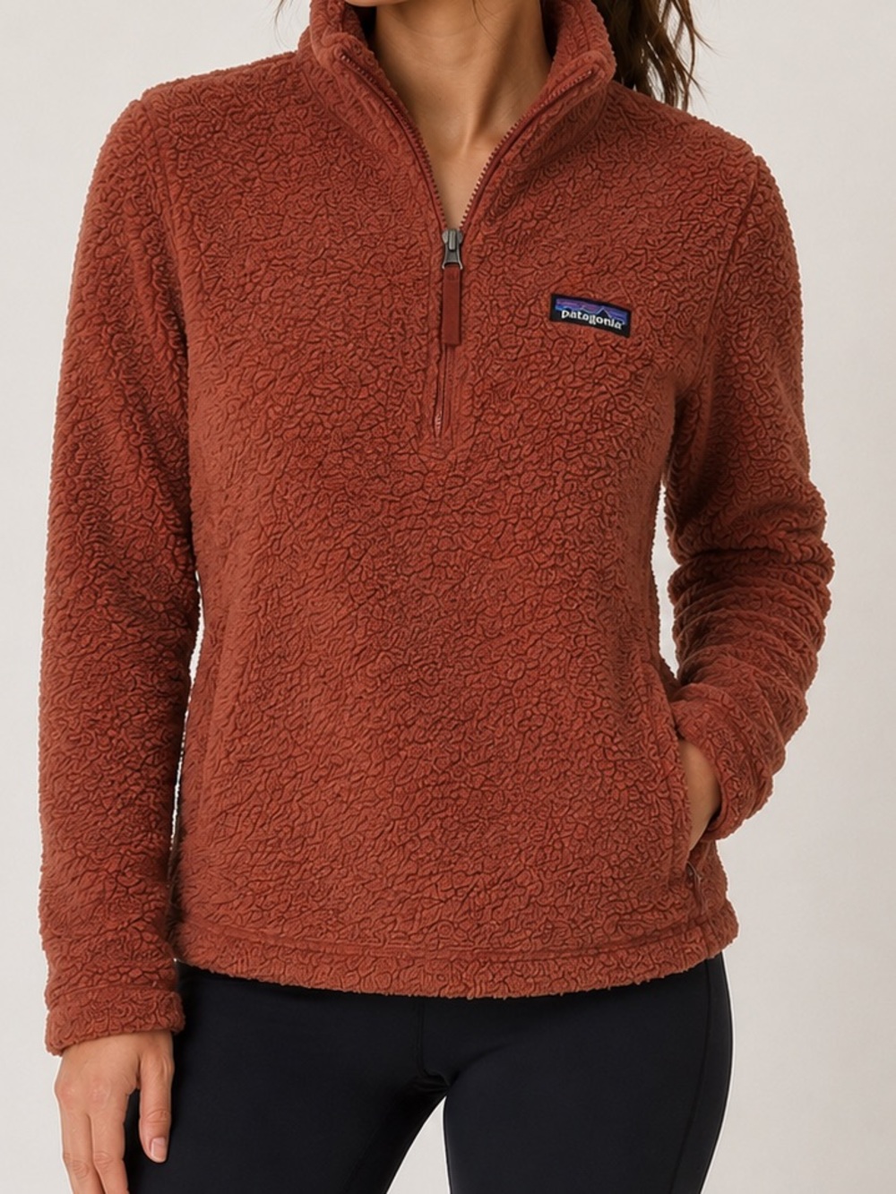 Patagonia Rust-Colored Sherpa Half-Zip Pullover